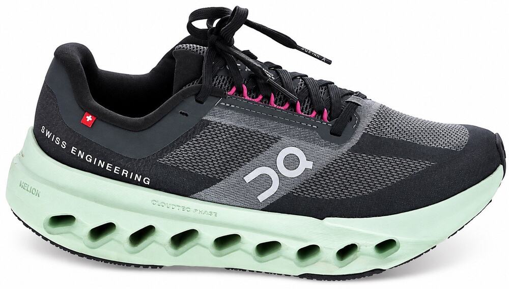 On Cloudsurfer Women’s Size 6.5 Black Gray Mint Running Shoes CloudTec Sneakers